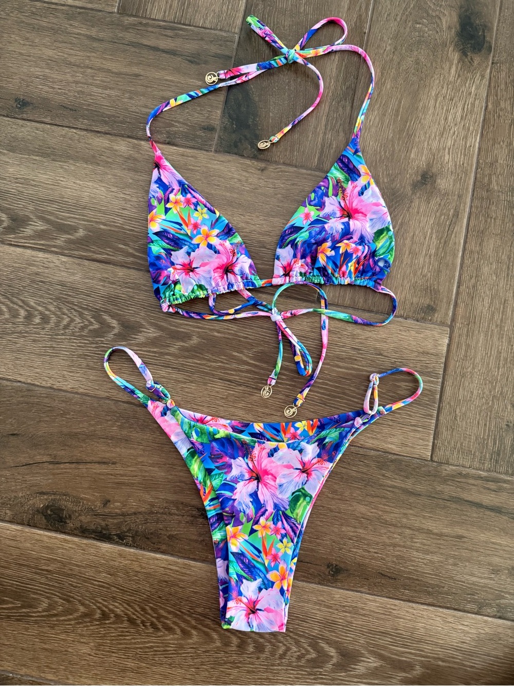 Tropical Floral String Bikini - Multicolor